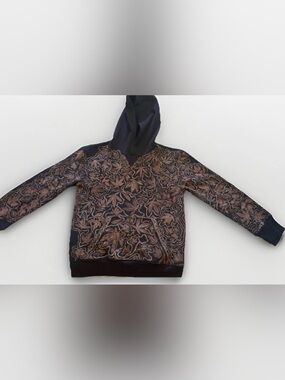 Custom Hand Painted Bleach Art Pullover Hoodie with Pot Leaf Design, small.